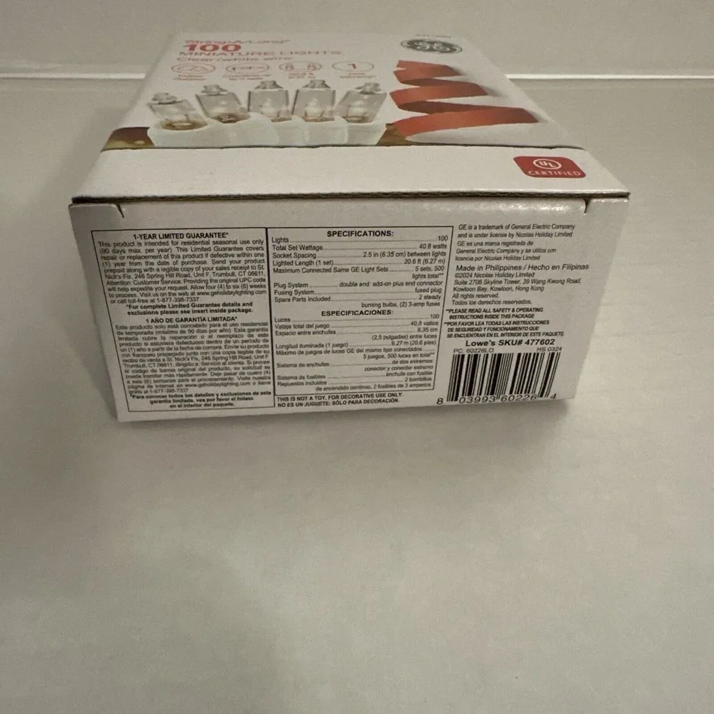 GE String-A-Long 100-Ct. Clear Incandescent Christmas String Lights w/White Wire